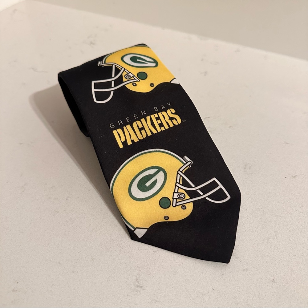 Vintage Green Bay Packers Neck Tie, Helmet Print, Mens one size